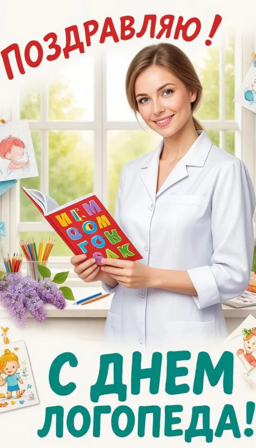 Открытки с Международным днем логопеда (40 картинок). Картинки с надписью: Поздравляю с Днем логопеда